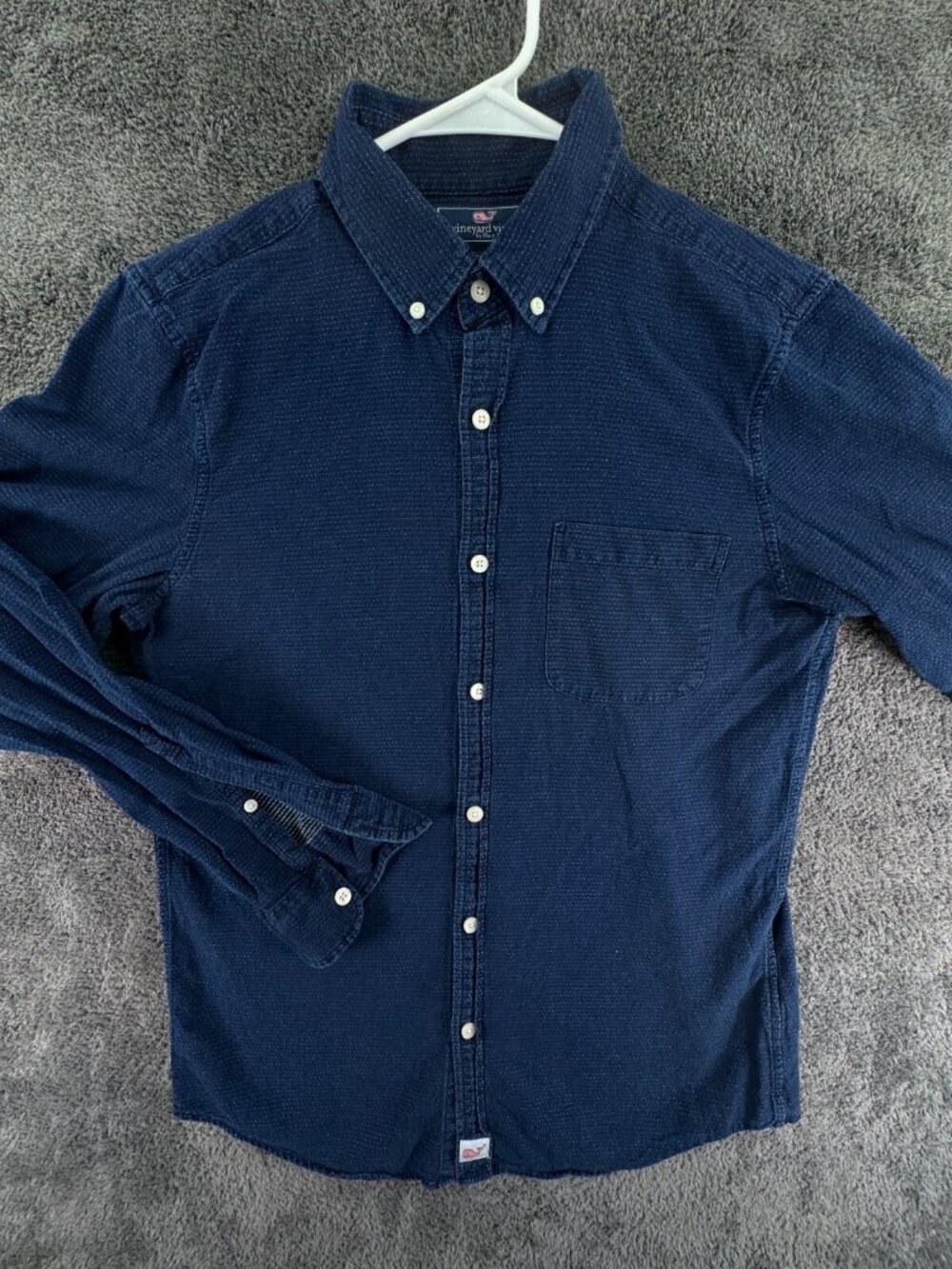 Vineyard Vines Long Sleeve Button Up Men Blue Dotted Slim Fit Murray Shirt Small